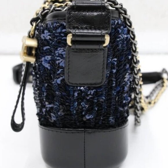 Chanel Sequin and Leather Small Gabrielle Hobo Bag Blue/Black - 26573944 - Picture 8 of 16